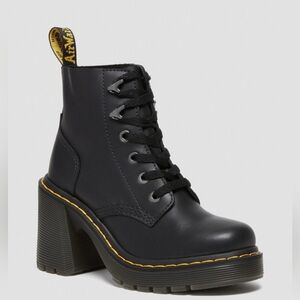 Dr. Martens Women's Black Jesy Sendal Lace Up Flared Heel Boot
